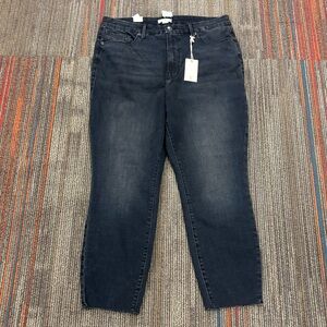 GOOD AMERICAN Good Waist Crop Raw Hem Blue Jeans Size 18 NEW